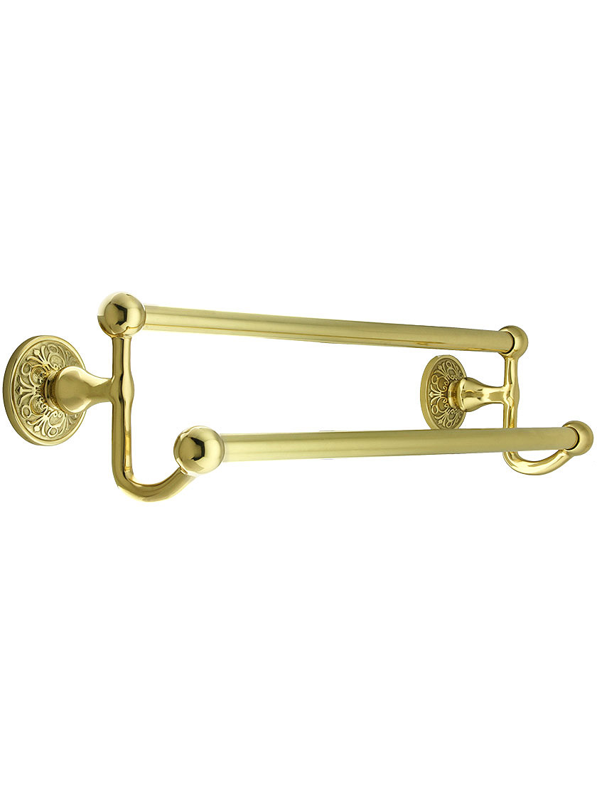 Brass Double Towel Bar with Lancaster Rosettes